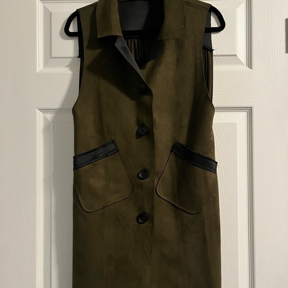 Radzoli Dark Olive Vest with Black Trim